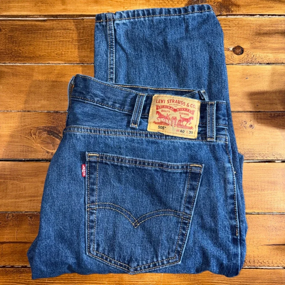 Levi's 505 Jeans Mens 40x30 (Fits 39x30) Blue Straight Fit Denim‎ Pants